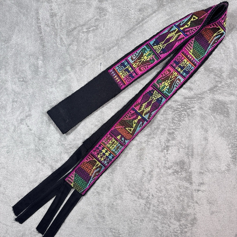 Handmade Guatemalan Embroidered Sash Belt Mayan Bird Animal Textile Faja - Picture 2 of 7